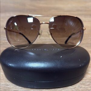 Michael Kors Rose Gold and Brown Sicily Aviator Sunglasses